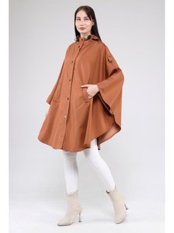 Oversize Kapüşonlu Mevsimlik Yağmurluk Lacivert Kiremit Panço