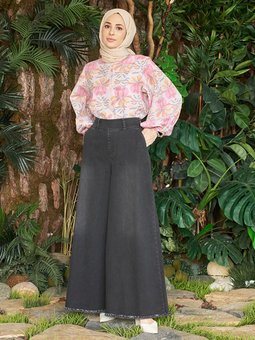 Denim Füme Pantolon Etek