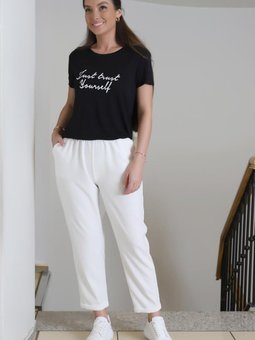 Ekru Lastikli Cep Detaylı Pantolon