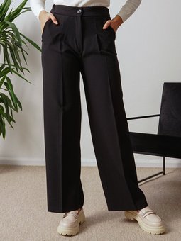 Krep Arkası Lastikli Kumaş Siyah Pantolon
