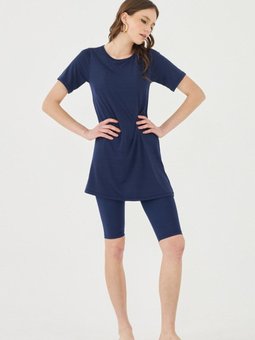 Lacivert Yarı Düz Mayo