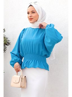 Beli Gipe Lastikli Mavi Bluz