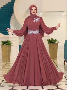 Sarmaşık Soğan Kabuğu Abiye Elbise