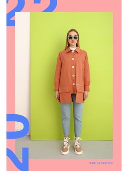 Somon Asimetrik Cep Detaylı Ceket