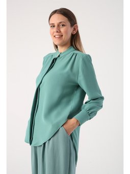 Yeşil Hakim Yaka Kısa Gömlek