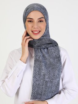 Polyester Siyah Gümüş Şal