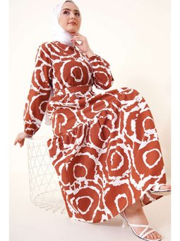 Desenli Taba Elbise
