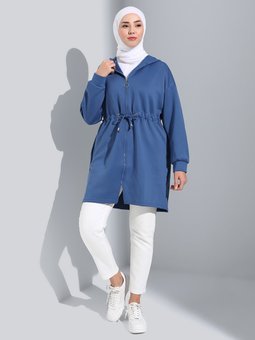 Beli Bağcıklı Derin Mavi Kap