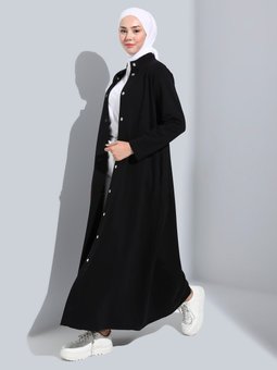 Çıtçıtlı Hakim Yaka Siyah Kap