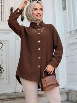 Kolye Hediyeli Kahve Gömlek