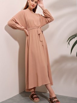 Vizon Kuşaklı Ayrobin Elbise