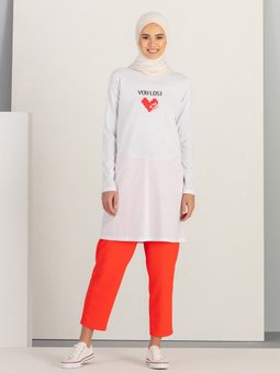 Baskılı Beyaz Tunik