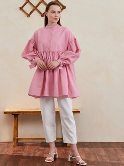 Krep Boru Paça Beyaz Pantolon