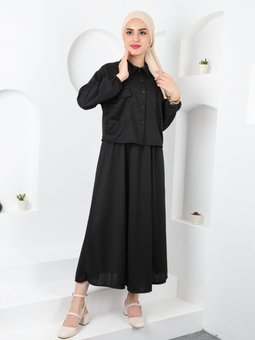 Büyük Beden Şal Desenli Şifon Siyah Bordo Elbise