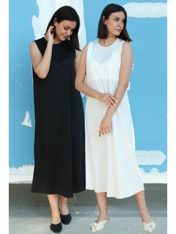 Beyaz İkili Paket Astar Elbise Jüpon Siyah