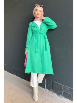 Zümrüt Yeşili Yeşi̇li̇ Zera Kuşaklı Trenç