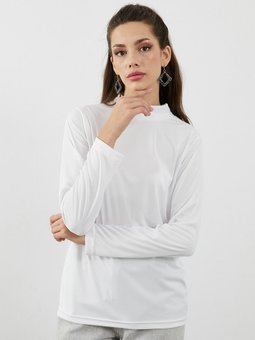 Balıkçı Yaka Uzun Kollu Beyaz Bluz