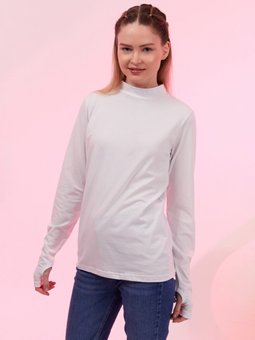 Uzun Kollu Parmaklı Beyaz Bluz