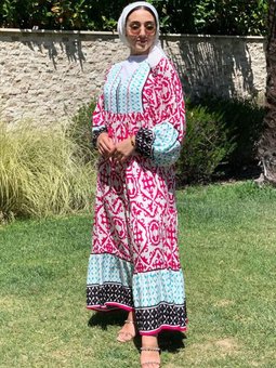 Fuşya Püsküllü Viskon Elbise