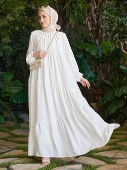 Düz Renk Beyaz Elbise