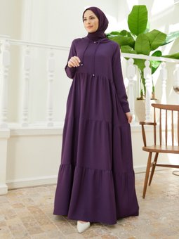 Kapüşonlu Mürdüm Elbise