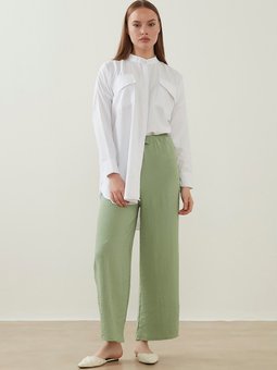 Çağla Beli Lastikli Salaş Pantolon