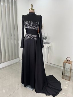 Ceyla Kuyruklu Siyah Abiye Elbise