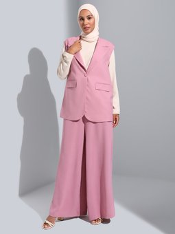 Cep Detaylı Gül Kurusu Yelek