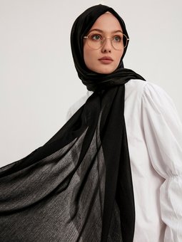 Janjanlı Krinkıl Siyah Şal
