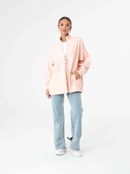 Fermuar Detaylı Pudra Ceket