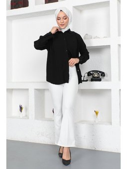 Beli Lastikli İspanyol Paça Ekru Pantolon