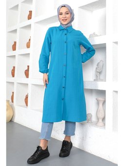 Uzun Boy Mavi Tunik