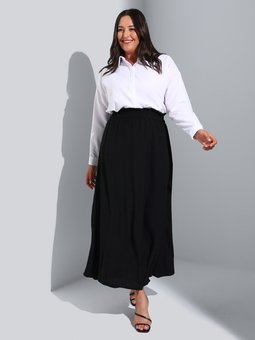 Beli Lastikli Büyük Beden Dokuma Aerobin Siyah Etek