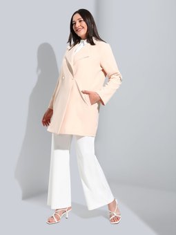 Büyük Beden Çıtçıt Detaylı Koyu Krem Ceket