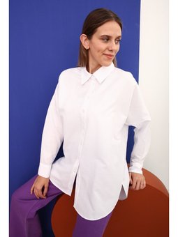Beyaz Oversize Basic Gömlek