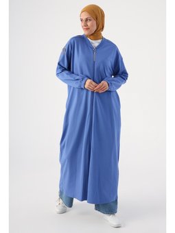 Parlement Pamuklu Bisiklet Yaka Fermuarlı Zincir Detaylı Ferace