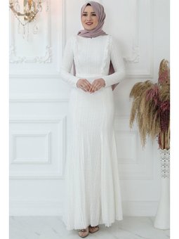 Belin Abiye Elbise Ekru
