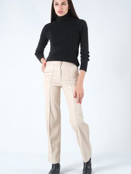 Taş Şardonlu Deri Pantolon