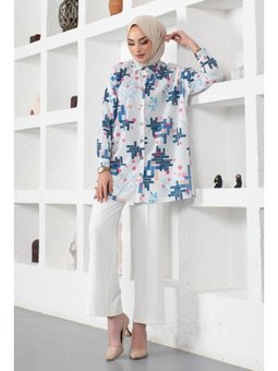 Desenli Gömlek İndigo