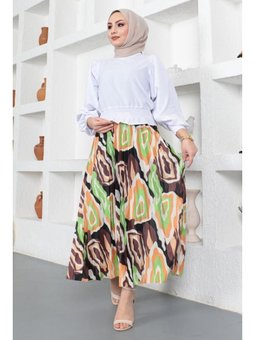 Desenli Piliseli Siyah Etek