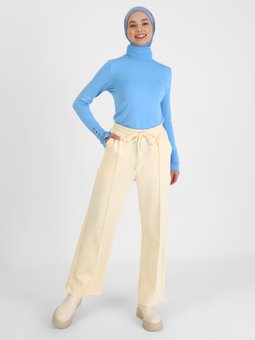 Scuba Nervürlü Vanilya Pantolon
