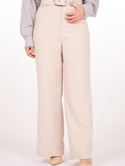 Bej Kemerli Yüksek Bel Pantolon