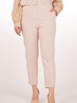 Bej Yüksek Bel Kalem Pantolon