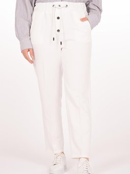 Beyaz Beli Bağcıklı Havuç Pantolon