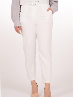 Beyaz Yüksek Bel Kalem Pantolon