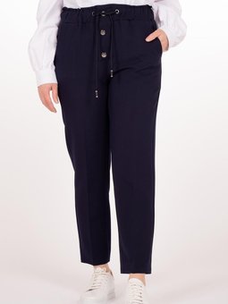Lacivert Beli Bağcıklı Havuç Pantolon