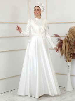 Zümra Ekru Abiye Elbise