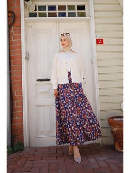 Fırfır Detaylı İndigo Etek