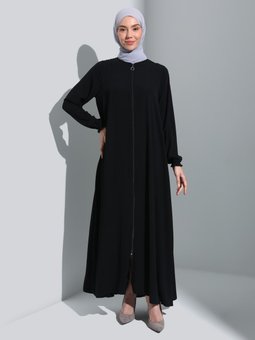 Fermuarlı Siyah Ferace