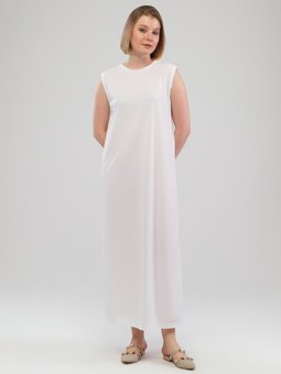 Düz Renk Kolsuz Beyaz Elbise